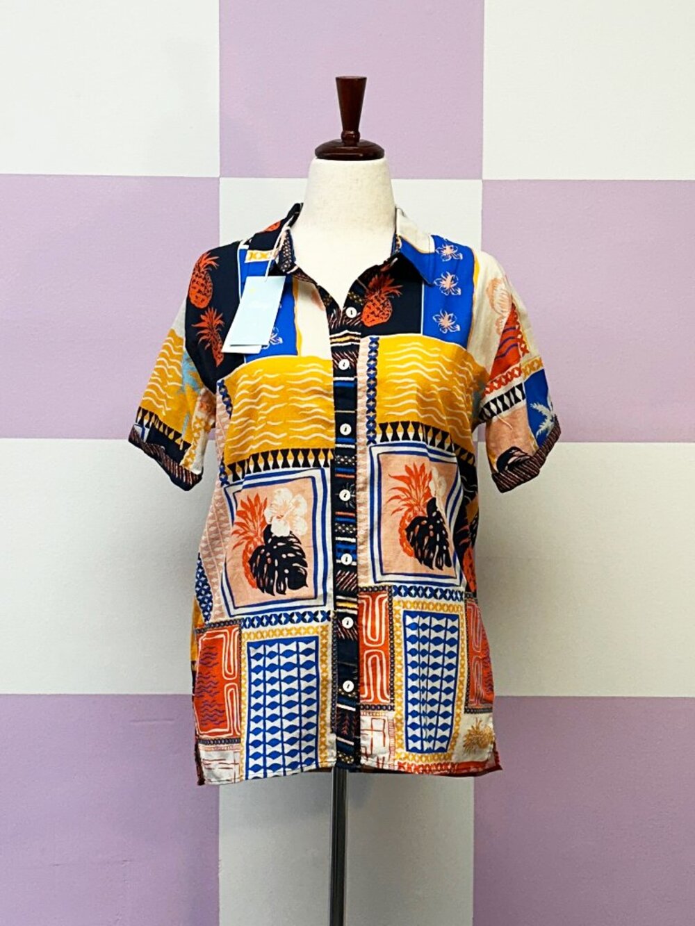 MAAJI Swimwear - button down cover up / long shirt - Tropical Beachy pattern - L